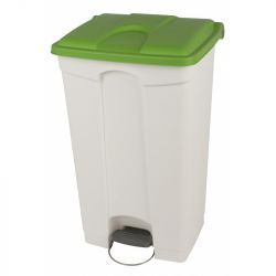 Poubelle de cuisine à pédale mobile plastique blanc Vert 90 L