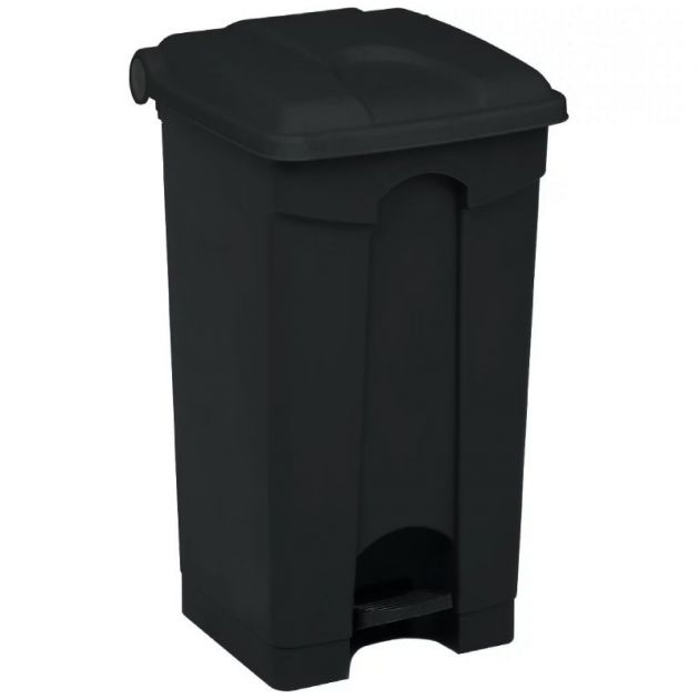 Poubelle à pédale mobile alimentaire plastique noir 70 L