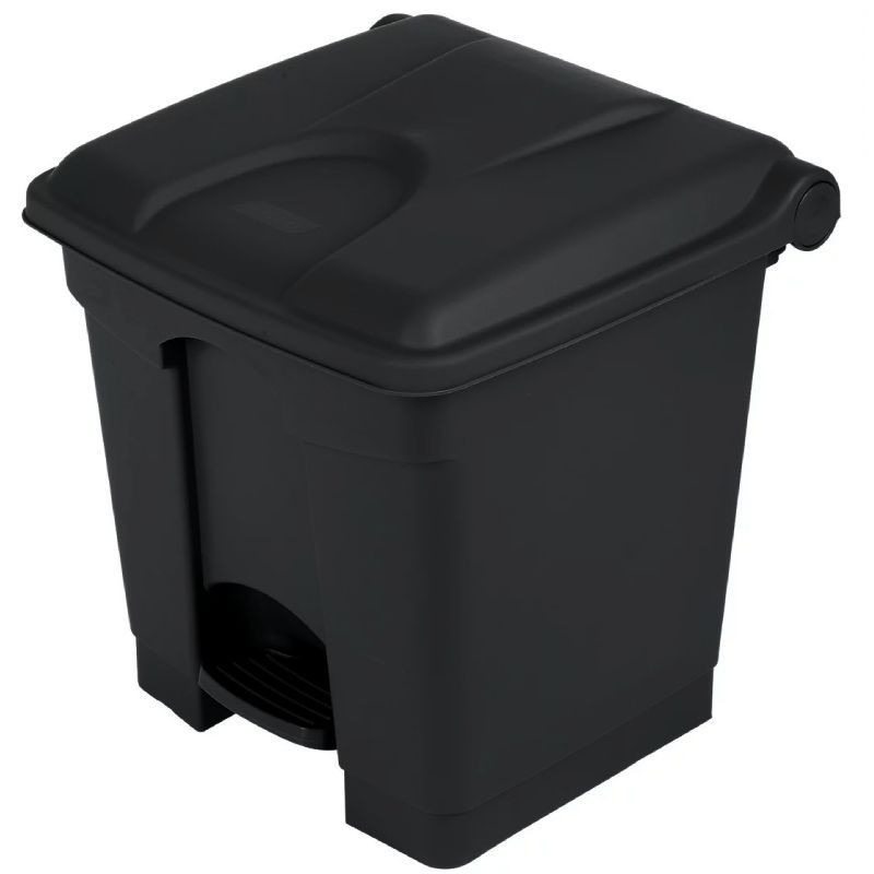 Poubelle à pédale mobile alimentaire plastique noir 30 L