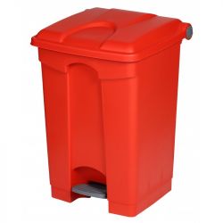 Poubelle à pédale alimentaire mobile plastique 45 L Rouge