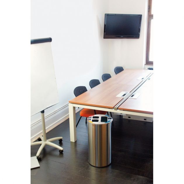 Poubelle tri sélectif inox 3 flux 40 L