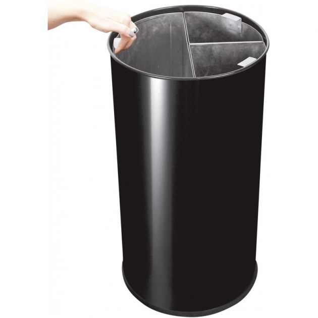 Poubelle tri sélectif inox 3 flux 60 L noir