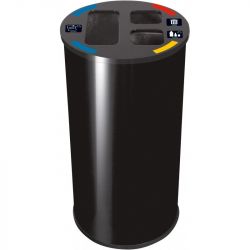 Poubelle tri sélectif inox 3 flux Noir 60 L