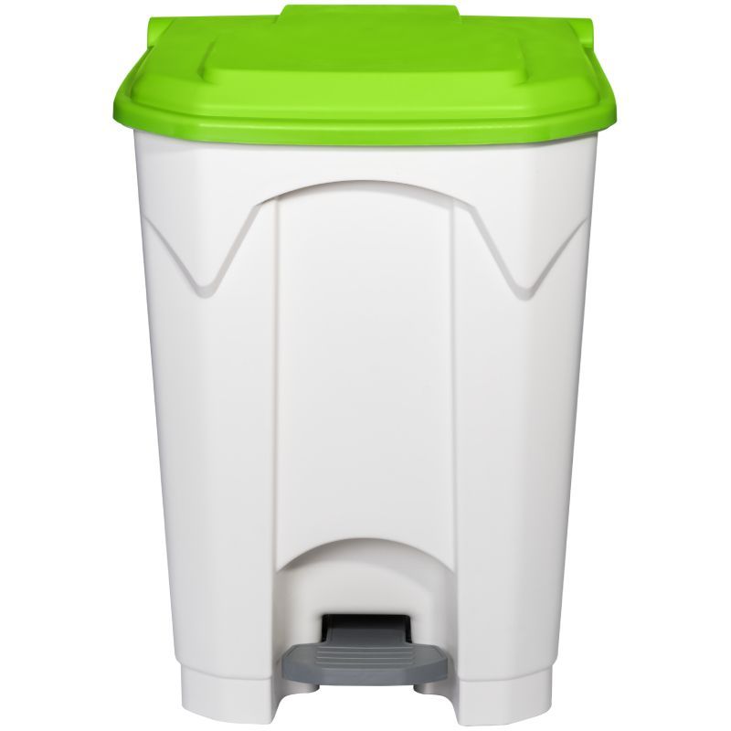 Poubelle blanche à pédale couvercle HACCP vert