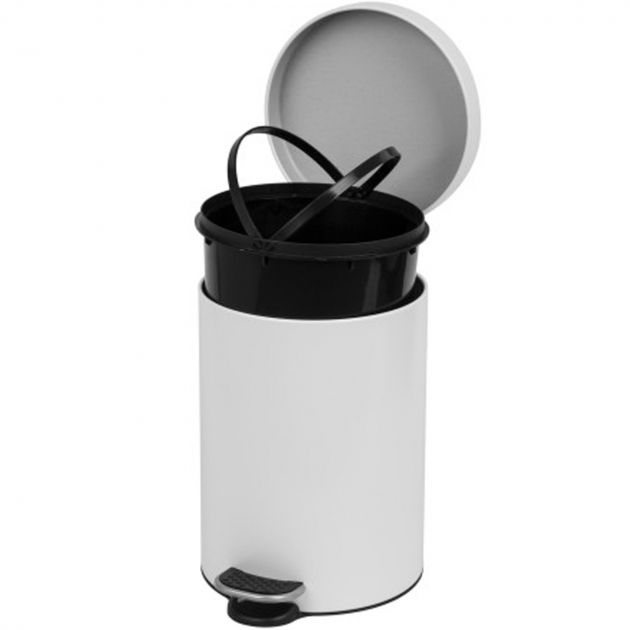 COLLECTEUR à pédale 3L métal blanc ouvert