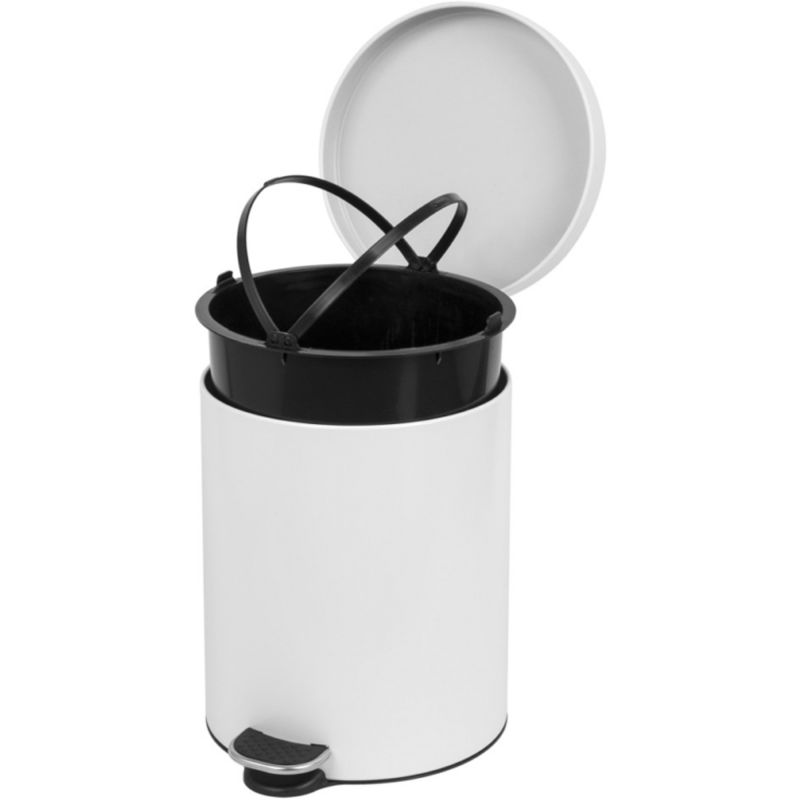 COLLECTEUR à pédale 5L métal ouvert blanc