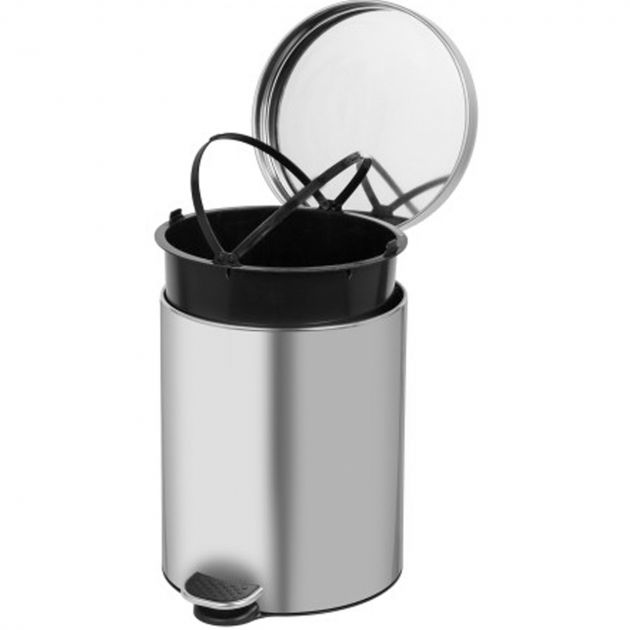 COLLECTEUR à pédale 5L métal ouvert gris