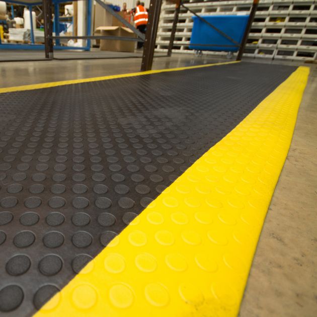 Tapis pastille orthomat standard 9,5 mm sur mesure noir/jaune linéaire