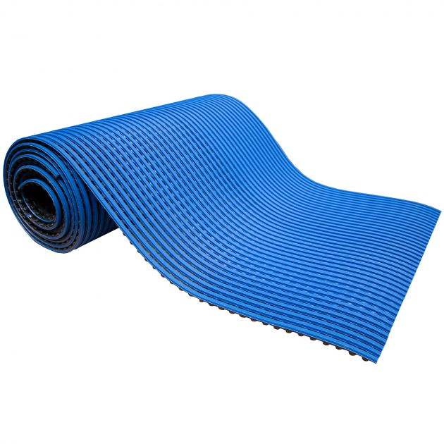 Tapis spécial milieu humide (piscine, douche, vestiaire) 15 mm sur mesure bleu rouleau
