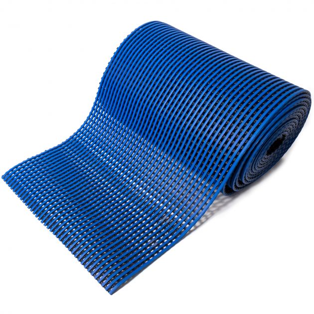 Tapis spécial milieu humide (piscine, douche, vestiaire) 15 mm sur mesure bleu