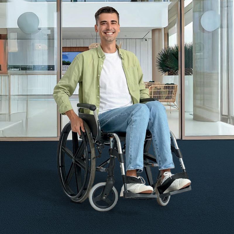 Tapis coco Dencity sur mesure bleu ambiance