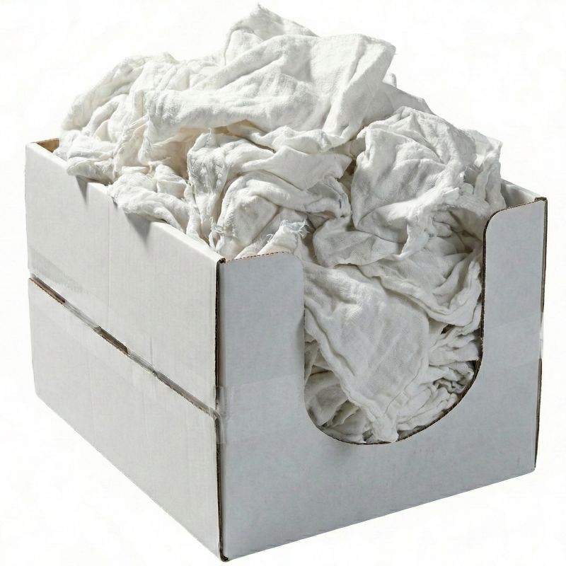 Chiffons textile d'essuyage tissé blanc lavable - boîte distributrice de 10 kg