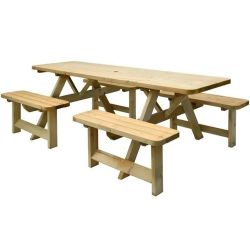 Table de pique nique 8 places avec trou Parasol