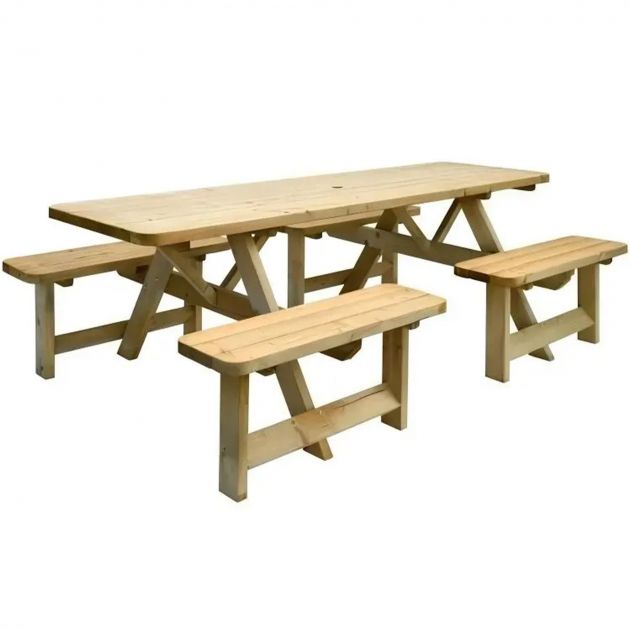 Table de pique nique 8 places avec trou Parasol vue 2