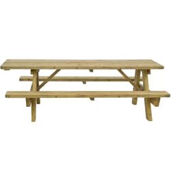 Table pique nique en pin 45 mm avec trou parasol PMR