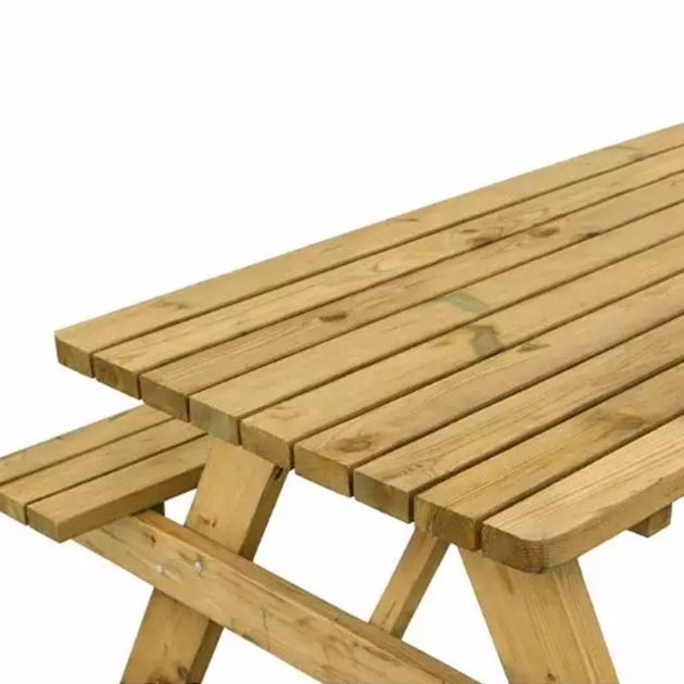 Table pique nique en pin 45 mm avec trou parasol plateau