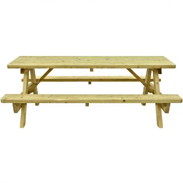 Table pique nique en pin 45 mm avec trouParasol coté 