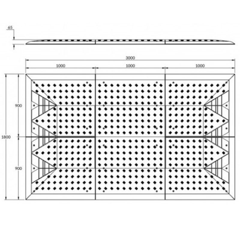 Coussin Berlinois rouge : 3000 x 1800 - 6 éléments avec kit de fixation schéma