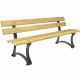 Banc public bois 5 lames pieds fonte 4 places 180 cm