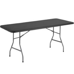 Table pliante 183 cm en plastique 8 places PEHD noir