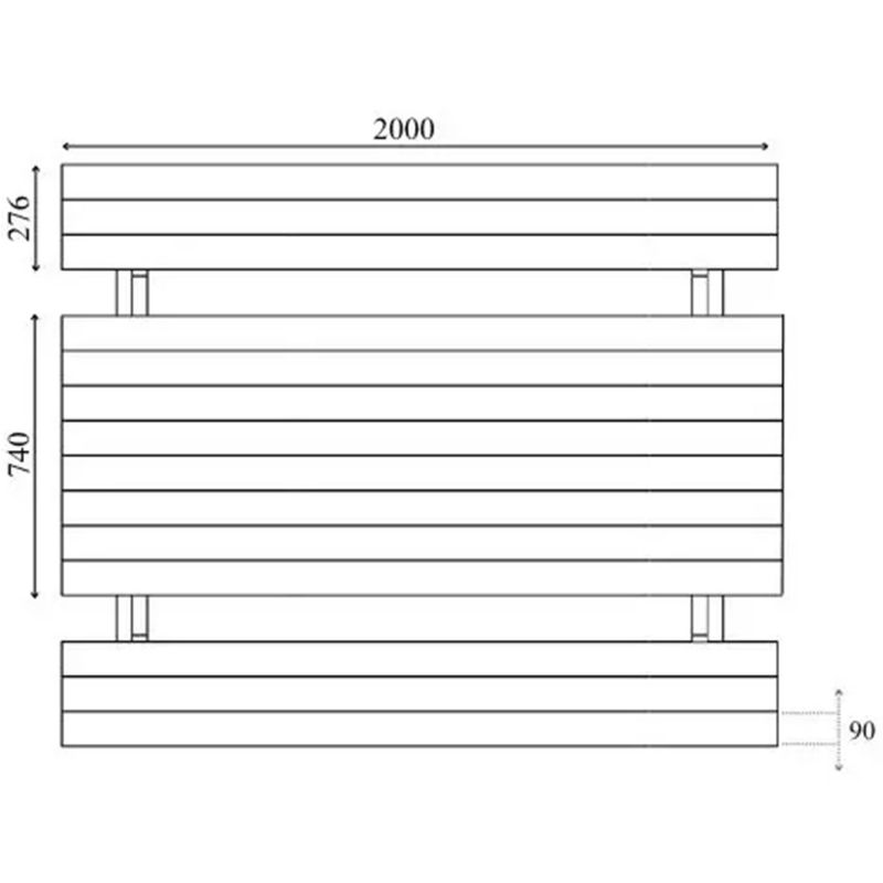 Table de pique nique bois pin FSC 35 mm trou parasol schema