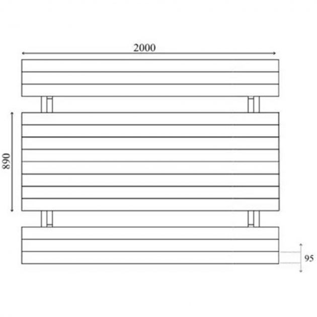 Table de pique nique en bois pin FSC 45 mm trou parasol schema haut