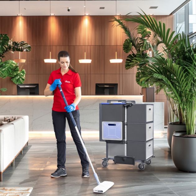 Chariot de ménage avec armoire de rangement Vileda Pro Shopster