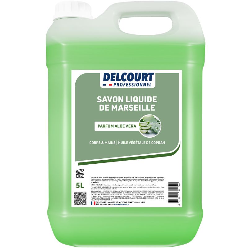 Savon de Marseille liquide bidon de 5 L Delcourt aloe vera face new