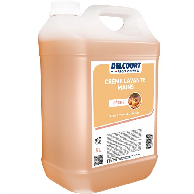 Crème lavante nacrée parfumée Delcourt - bidon de 5 L peche quart new