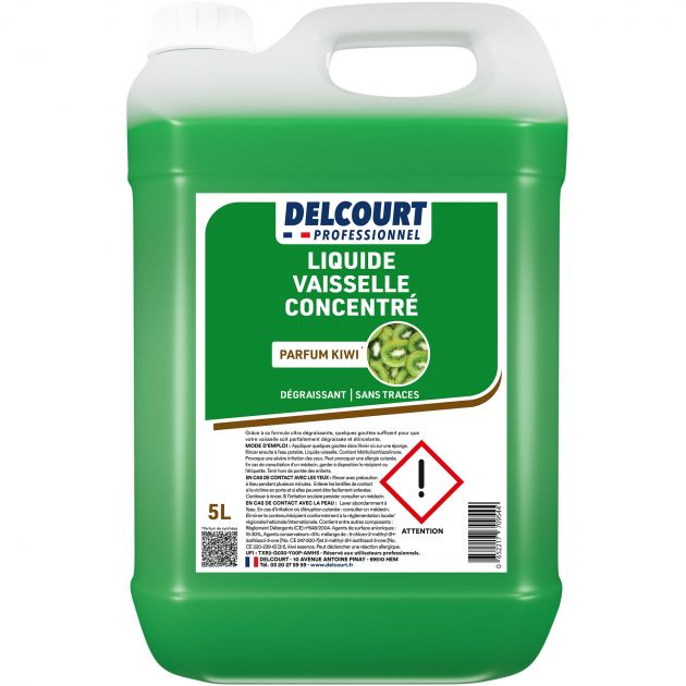 Liquide vaisselle mains concentré kiwi Delcourt 5L face new