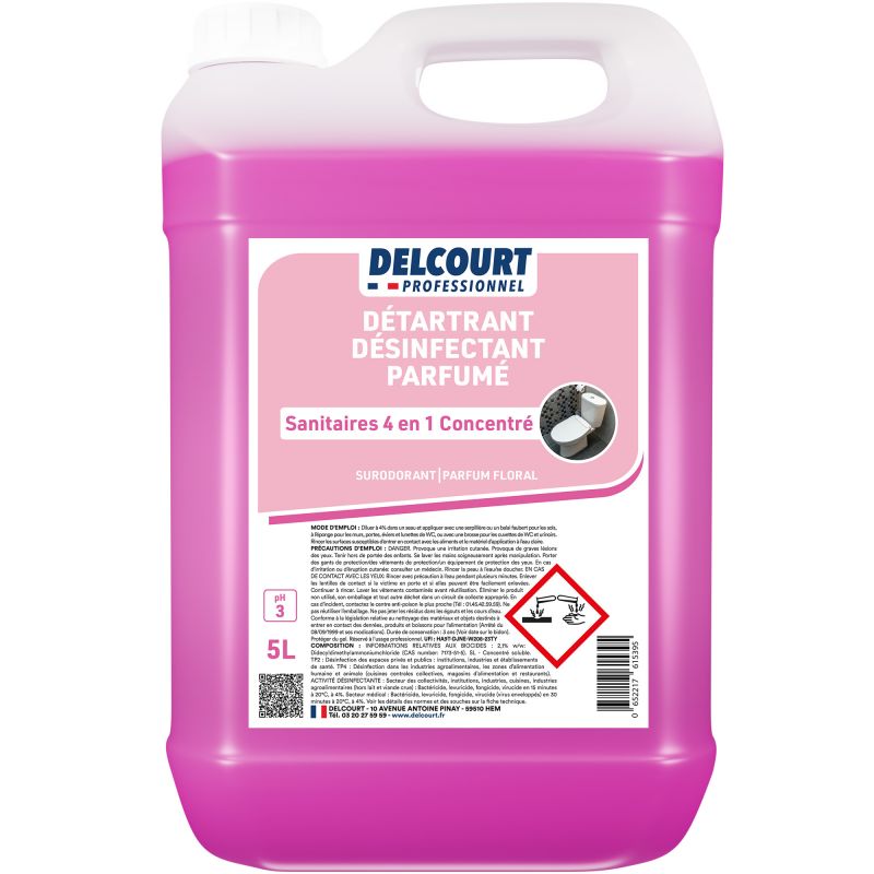 Nettoyant sanitaires concentré 4 en 1 Delcourt 5 L face new