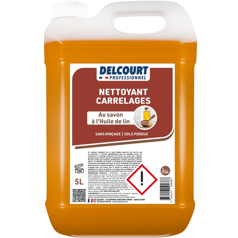 Nettoyant détergent carrelage au savon d'huile de lin Delcourt