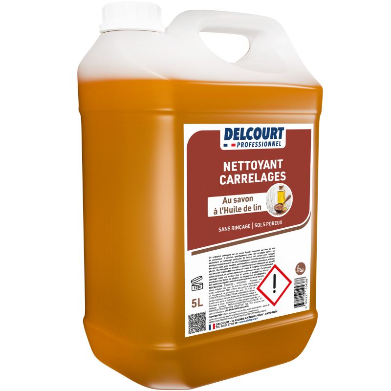Nettoyant détergent carrelage au savon d'huile de lin bidon de 5 L Delcourt quart new
