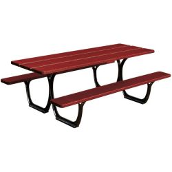 Table de pique-nique en bois lasuré acajou et acier