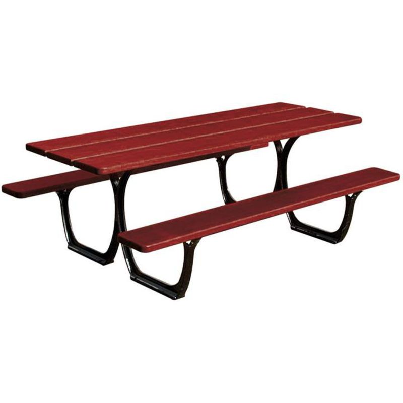 Table de pique-nique en bois lasuré acajou et acier