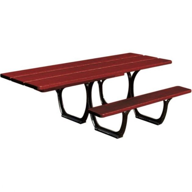 Table pique-nique PMR en bois lasuré acajou  et acier