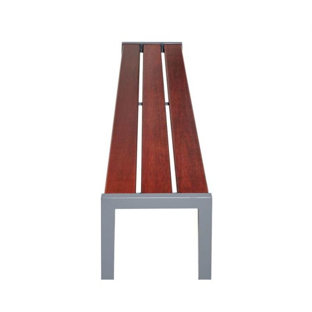 Table de pique-nique en bois acajou et acier banc coté