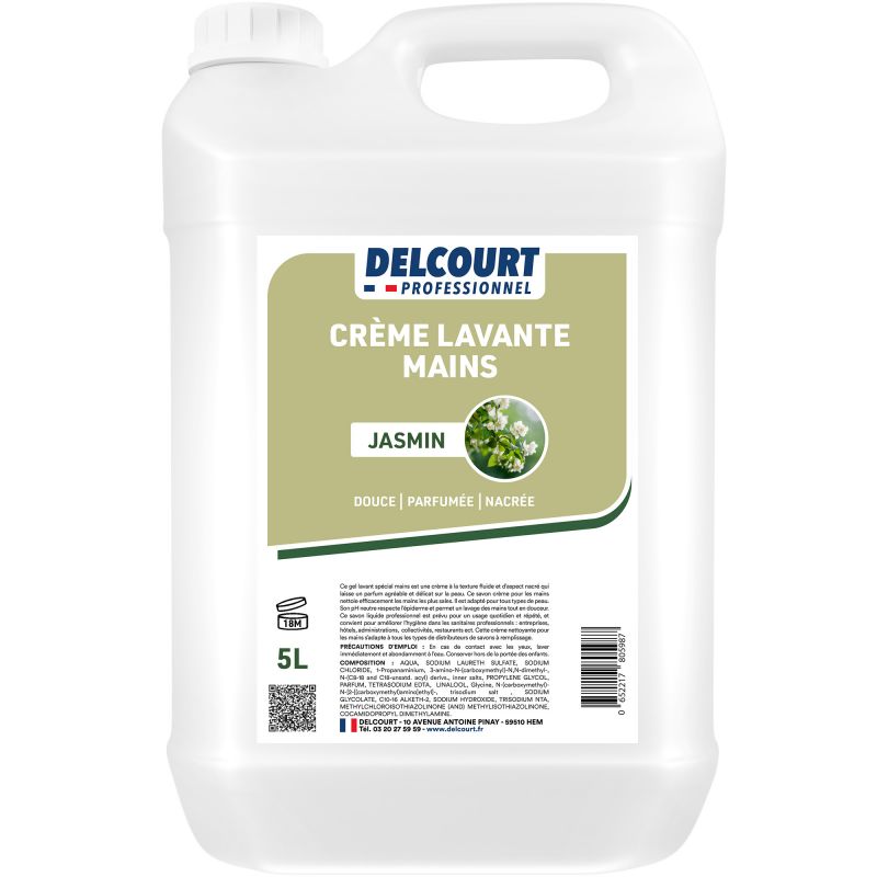 Crème lavante nacrée parfumée Delcourt - bidon de 5 L jasmin face