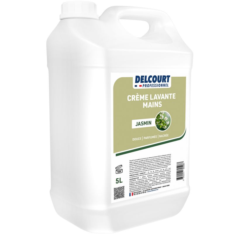Crème lavante nacrée parfumée Delcourt - bidon de 5 L jasmin quart