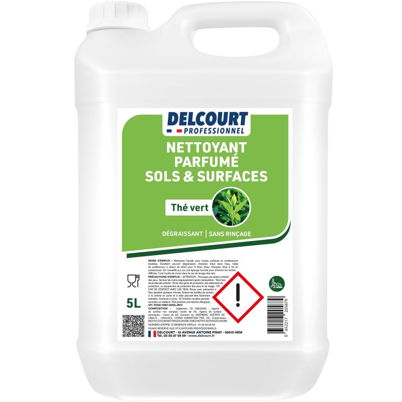 Nettoyant dégraissant concentré multi-surfaces HACCP 5 L thé vert face