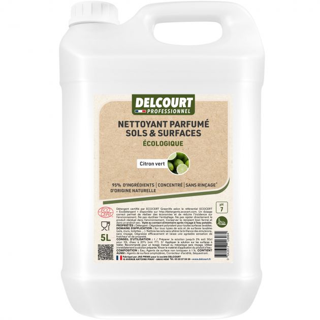 Nettoyant dégraissant concentré multi-surfaces écologique 5 L citron vert face