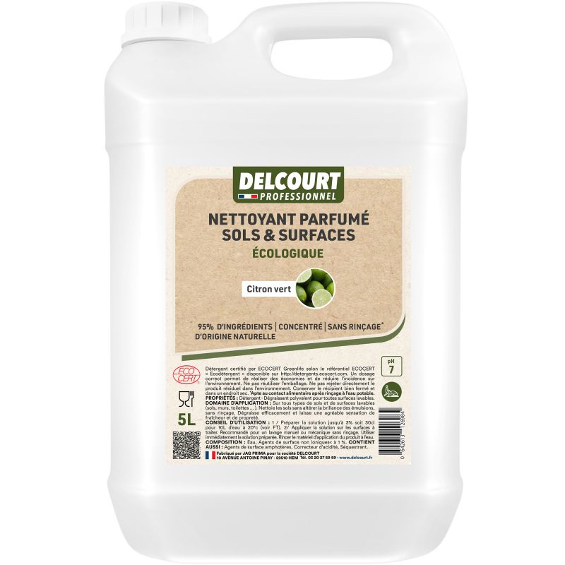 Nettoyant dégraissant concentré multi-surfaces écologique 5 L citron vert face