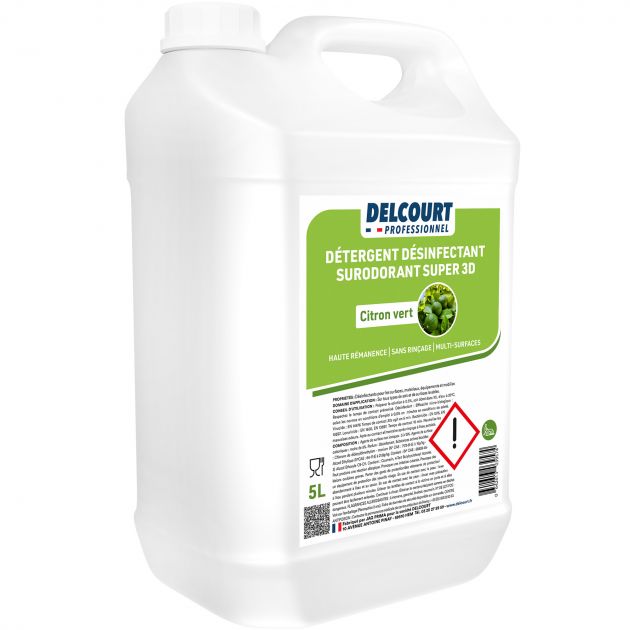 Détergent surodorant bactéricide Delcourt bidon 5 L citron vert quart