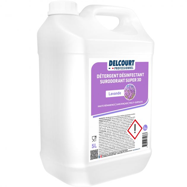 Détergent surodorant bactéricide Delcourt bidon 5 L lavande quart