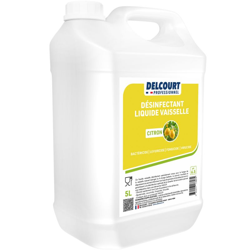 Liquide vaisselle désinfectant concentré citron 5 L quart