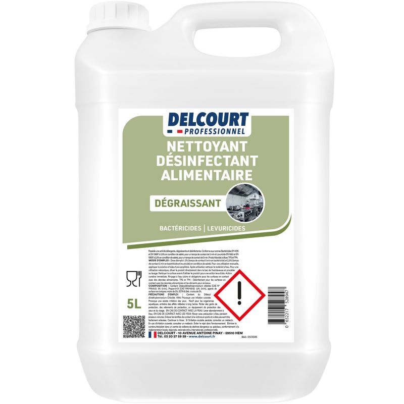 Détergent dégraissant désinfectant alimentaire concentré 5 L face
