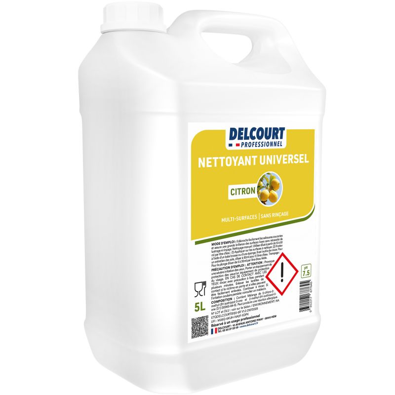 Nettoyant détergent universel concentré parfum citron HACCP 5 L face
