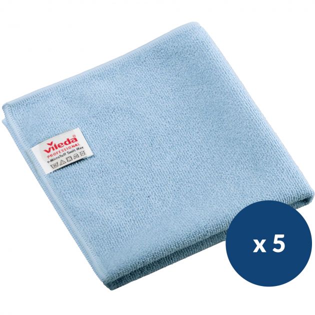 Lavette microfibre tricotée Micro Tuff Plus Vileda - lot de 5 bleu