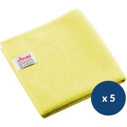 Lavette microfibre tricotée Micro Tuff Plus Vileda - lot de 5 Jaune