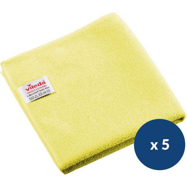 Lavette microfibre tricotée Micro Tuff Plus Vileda - lot de 5 jaune